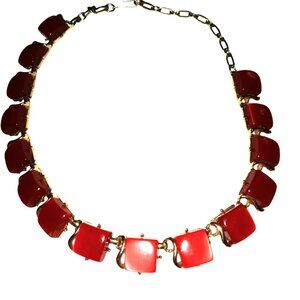 Vintage 60's Garnet Red Colored Coro Thermostat Necklace Good Condition Clean